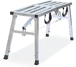 Plataforma de trabalho com altura ajustável plataforma de andaime portátil de aço 172 kg, capacidade de carga, 99 x 12, escada dobrável, banco de pintura para drywall (96,5 cm)