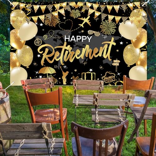 Mocsicka Retirement Party Decorations Backdrop for Men 6x3.6ft - image 3