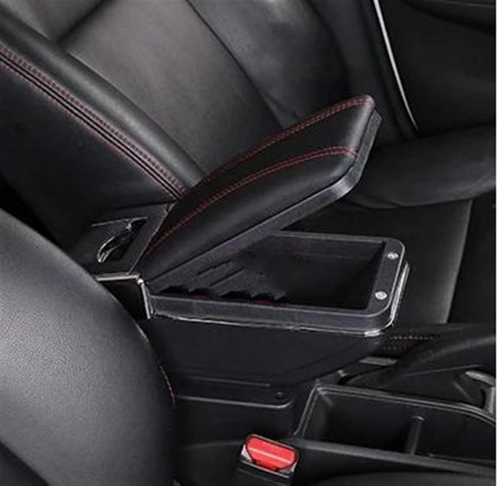 NOHEEU Car Center Console Storage Box Multifunctional Armrest Interior Accessories For Focus 2 Mk2 2005-2011(A Styke Black Red)