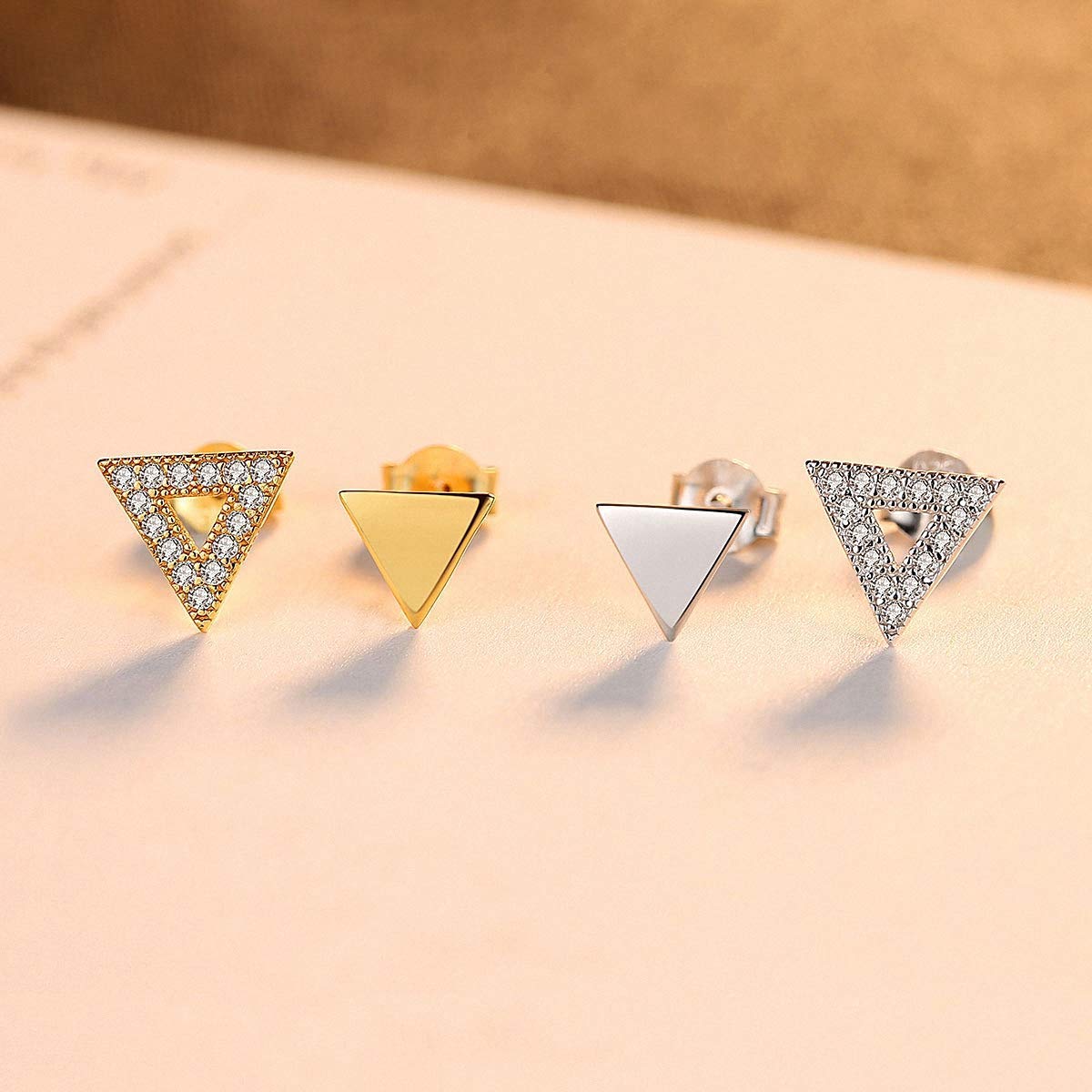 S925 Silver Star Orecchini con Coreano Light Face Triangolo