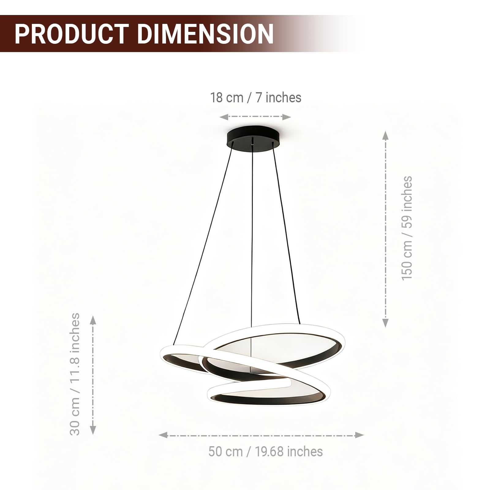Lámpara Colgante LED 68W, Lámpara de Techo Moderna Anillo Blanco, Regulable con Mando a Distancia (3000K-5000K), Altura Ajustable 120cm, Luz para Salón, Comedor, Dormitorio
