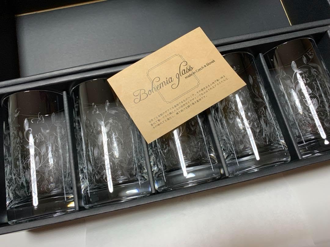 ボヘミアングラス 5個セット ボヘミアンガラスのカットガラス