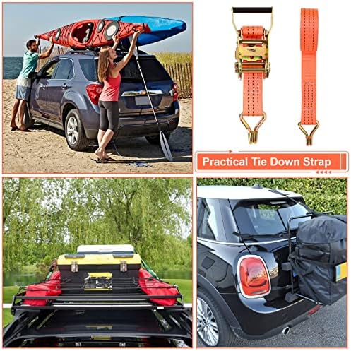 AKOLAFE 2 Pcs Heavy Duty Ratchet Straps with Hooks, 3m x 40mm Ratchet Tie down Straps with 2000kg/4400lbs Break Strength, Ratchet Strap for Cargo, Trucks, Motorcycle, Trailer