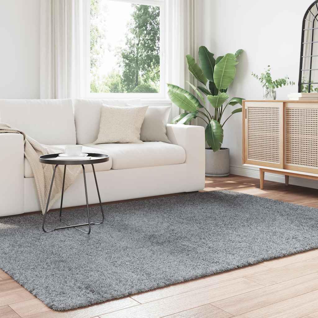 Hothingwell Tappeto Shaggy a pelo lungo grigio chiaro 160 x 230 cm, tappeto per camera da letto morbido in poliestere resistente, antiscivolo e facile da pulire per soggiorno, ufficio, balcone