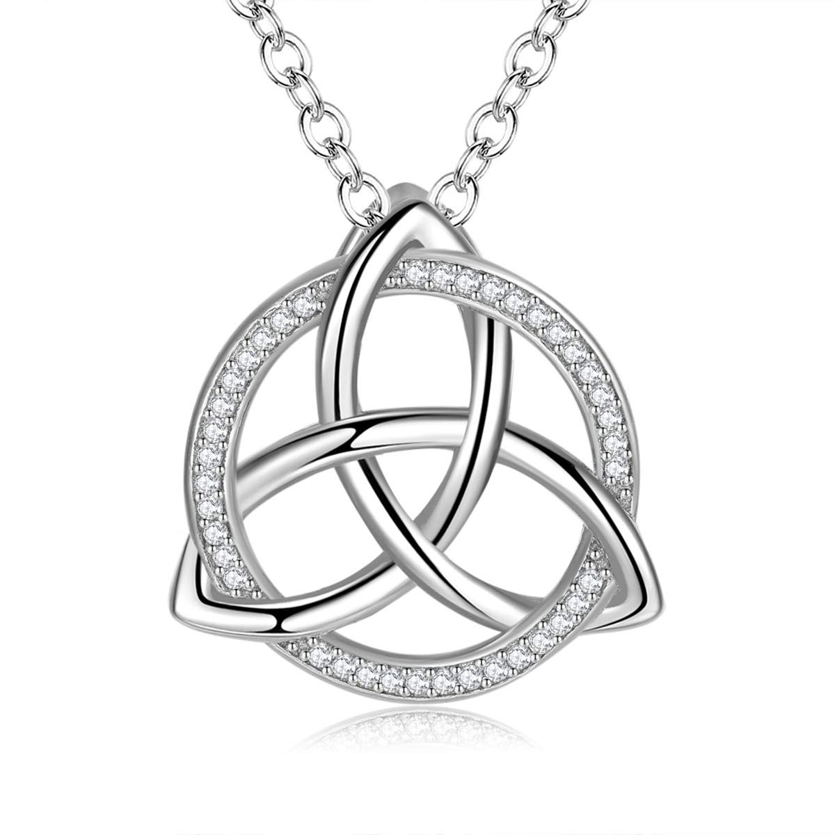 INFUSEUINFUSEU Sterling Silver Celtic Witches Knot Necklaces for Women Girls, Irish Witch Jewelry Love Protection Gifts for Her, 18 Inch Chain