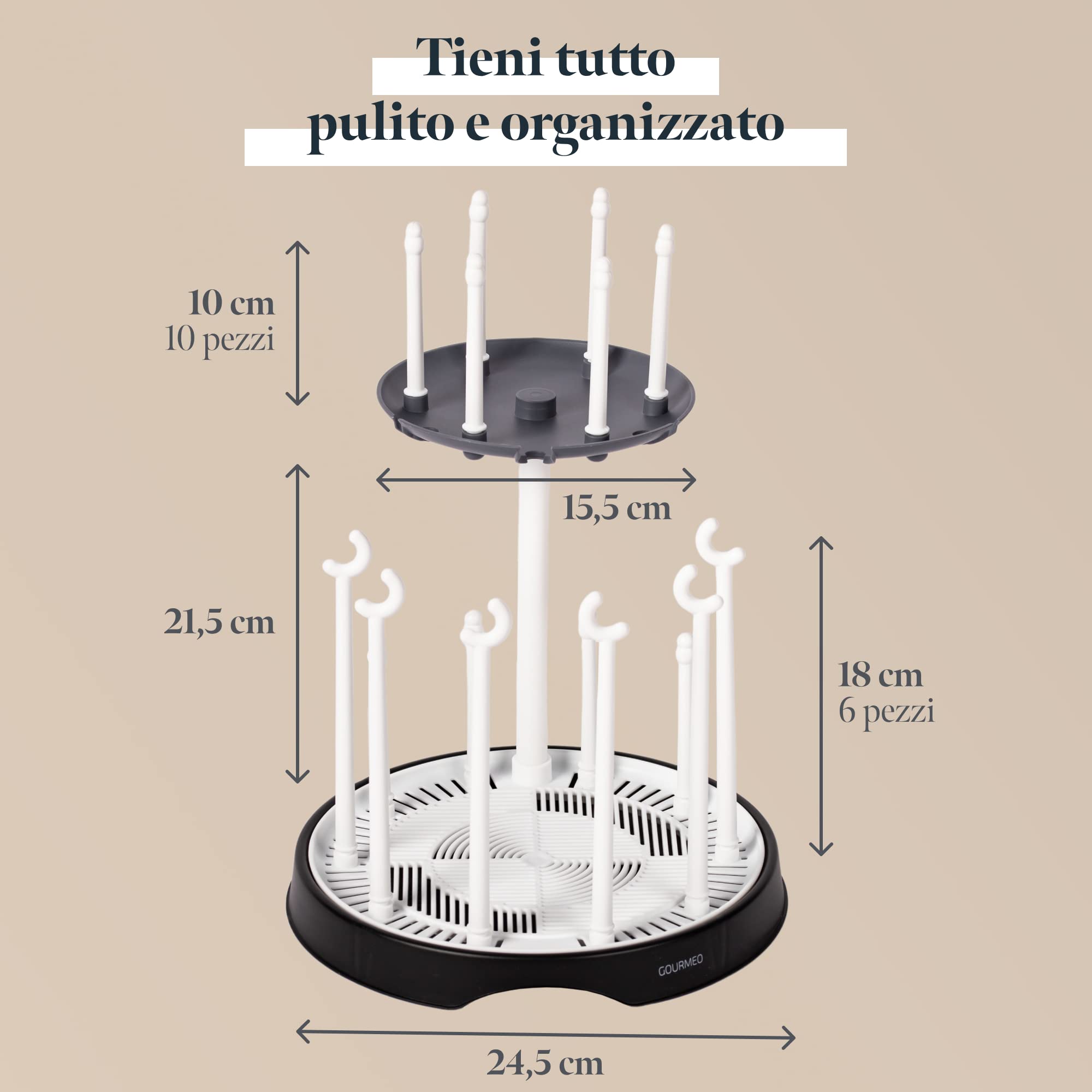 Cestello Scola e Asciuga Biberon Doppio - Porta Biberon per 16 Bottiglie e Accessori - Scolabiberon da Cucina per il Lavaggio e L'asciugatura degli Accessori per Neonato