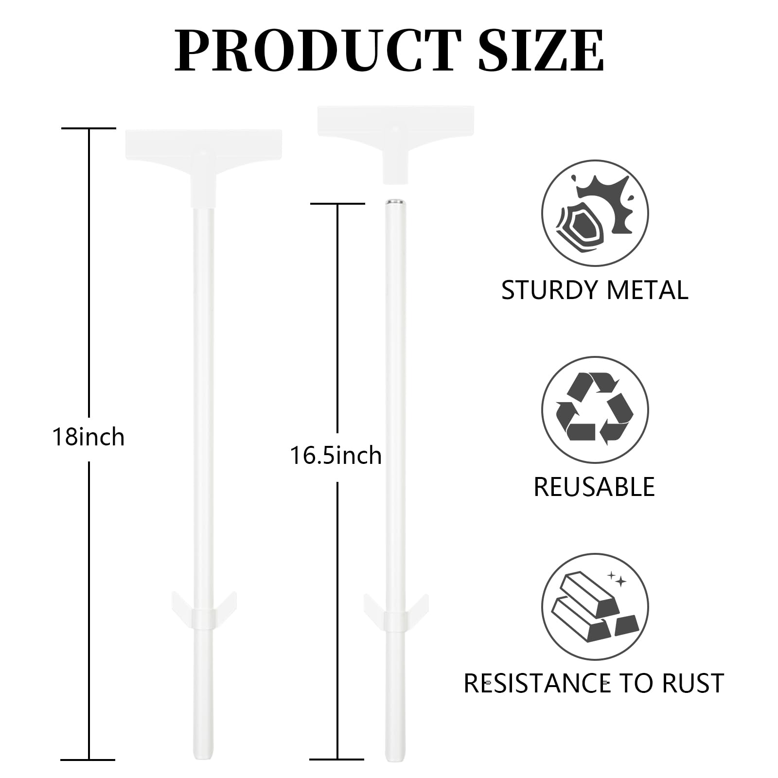 2 paletti per cartelli da 45 cm, impermeabili, in alluminio, per giardino, cortile, prato, solo per cartelli in alluminio (2 pezzi, bianco)