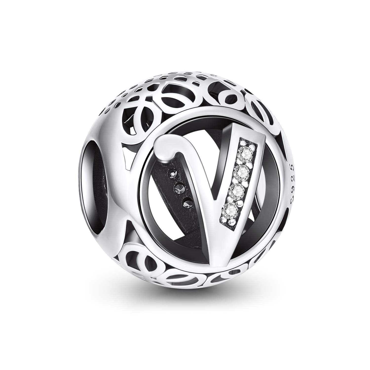 NINGAN 925 Charms dell'alfabeto in argento sterling A-Z Donna Bracciale Collana Ciondolo, Regalo di compleanno per la famiglia e gli amici