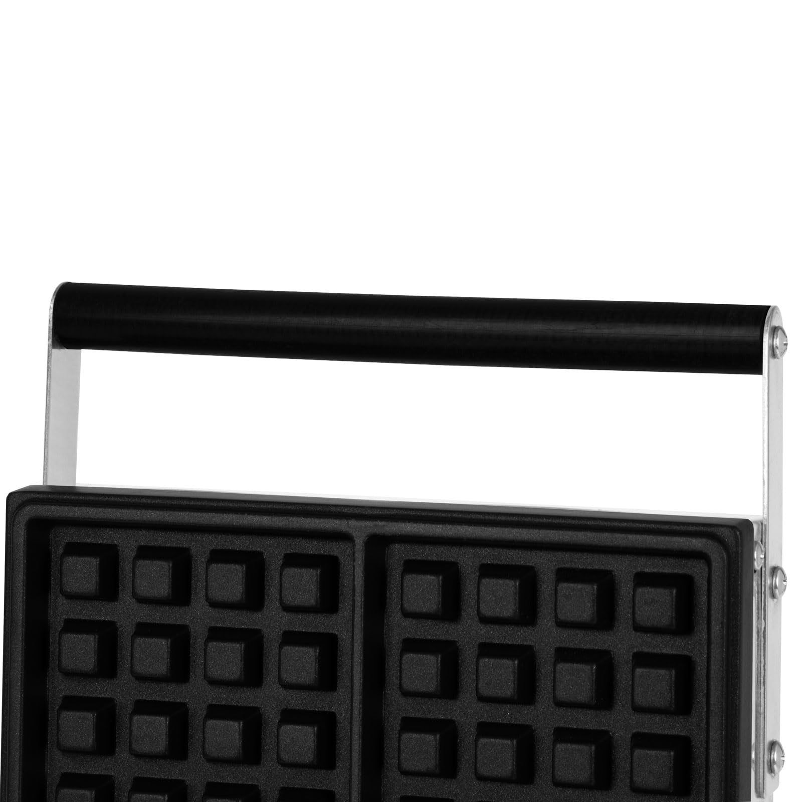 VERTES Máquina para hacer gofres belgas, 4 gofres belgas a la vez, 80 piezas/h, ajustable 0-300°C, temporizador, antiadherente, gofres belgas 1600W, placa de hierro fundido, cuerpo de acero inoxidable
