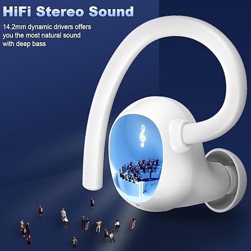 Miniatura 3 de Auriculares inalámbricos, auriculares Bluetooth 5.3 de 48 horas sobre la oreja IP7 impermeables, deportivos inalámbricos en el oído con pantalla LED
