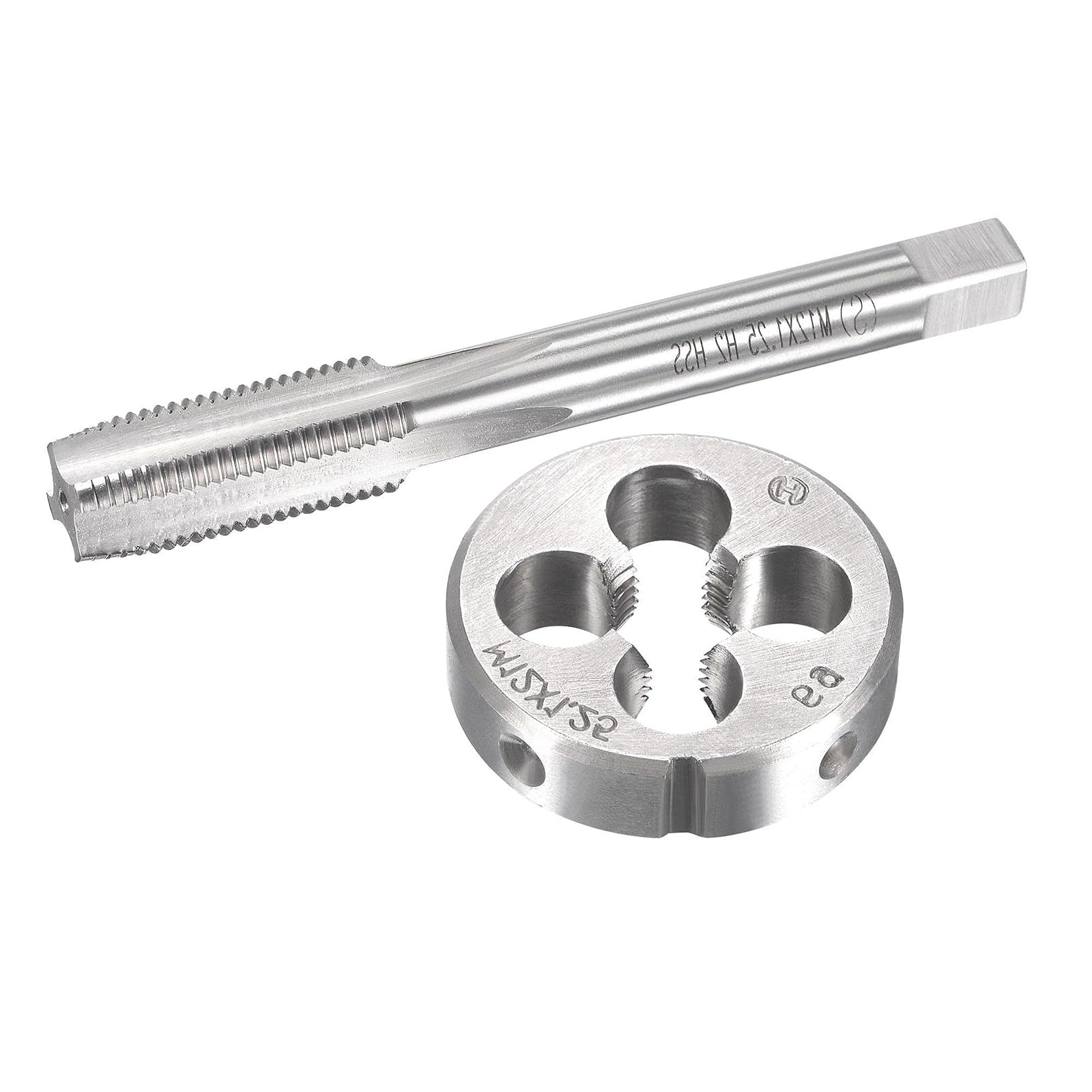 MACHSWON M12x1.25mm Metric Tap and Die Set,Machine Thread Screw Tap with Round Threading Die,Tap & Die Kit for Nut Screw Bolt Thread Repair