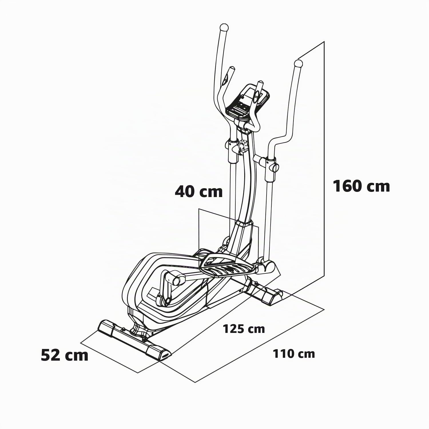 TURBO 9000 - Bici ellittica a resistenza magnetica con volano da 9kg cyclette ellittica cross trainer con display LCD e cardiofrequenzimetro incorporato