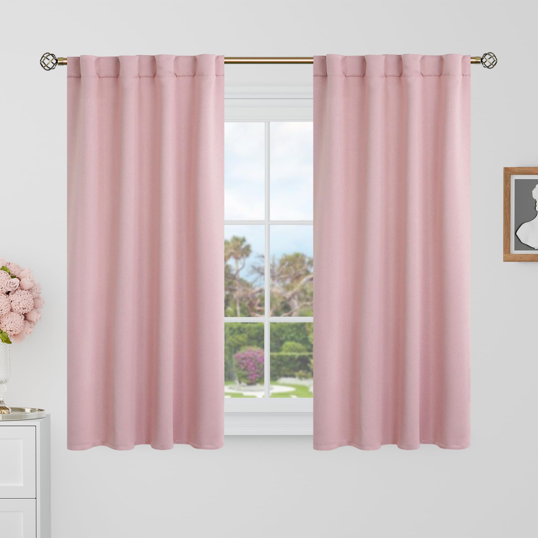 BGment 40 Inch Length Blackout Curtains for Cafe - 34 x 40 inch Short Curtains Rod Pocket and Back Tab Thermal Insulated Room Darkening Curtains for