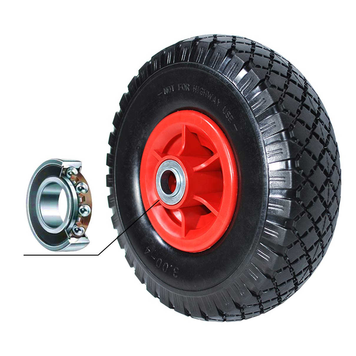 Estexo PU-Ersatzrad 3.00-4 – 260 Mm Vollgummi, Nadellager, Pannensicher Für Sackkarren