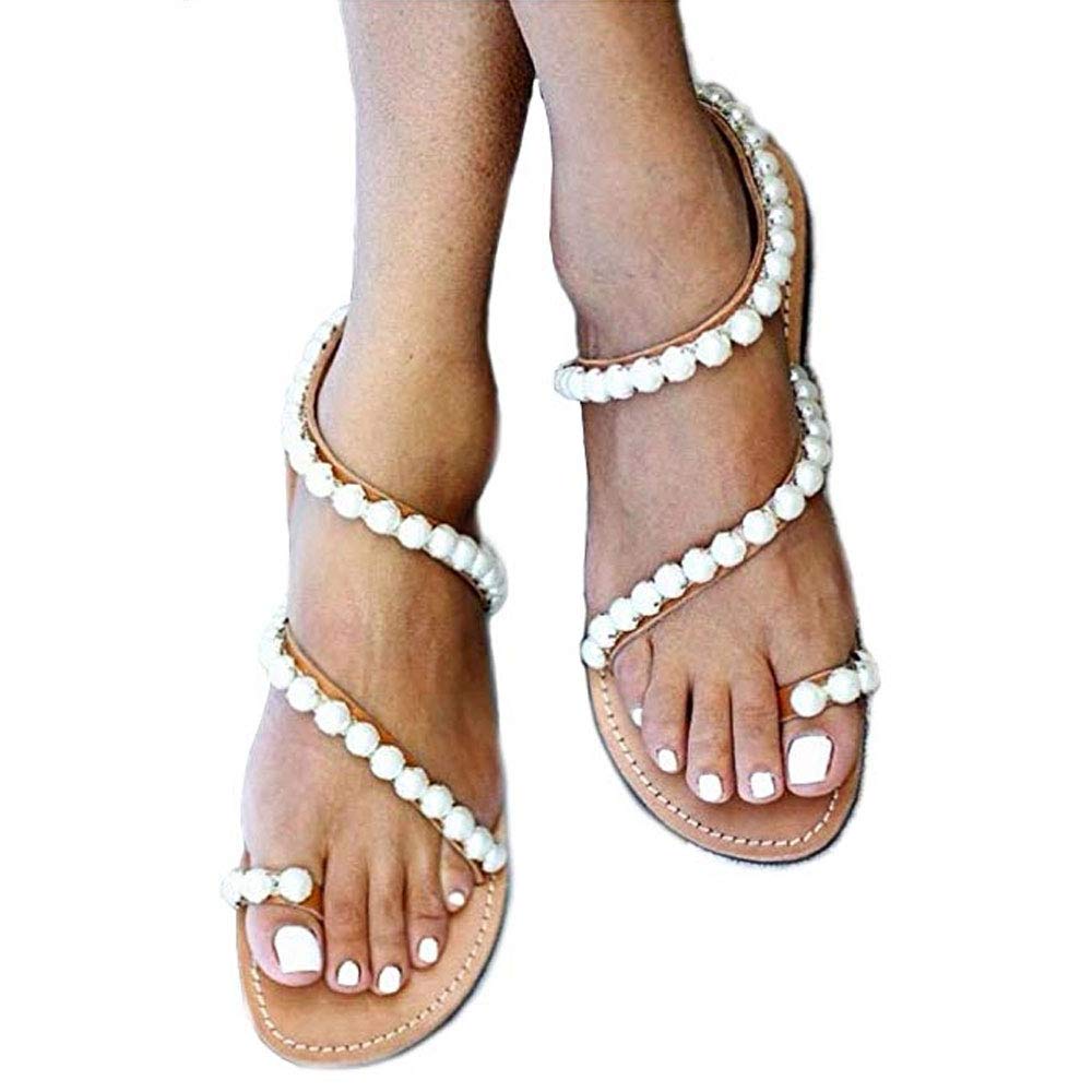 Monrovia Women's Gladiator Bohemia Flip Flops Summer Beach Flat Sandals