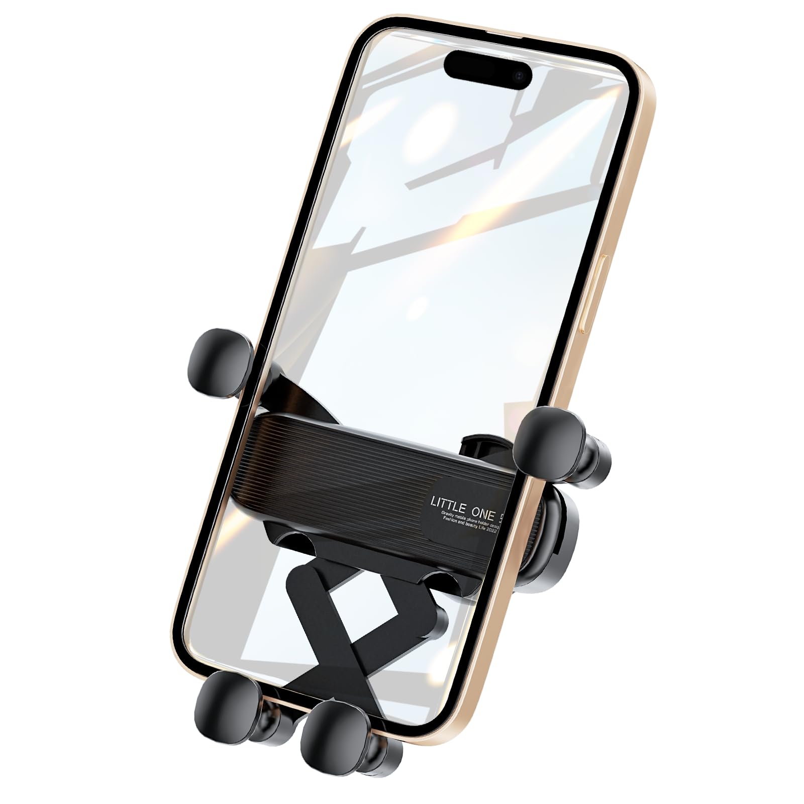 Gravity Car Phone Holder Mount for iPhone Android and All Smartphones with Newest Air Vent Clip Auto Lock 2024 Upgrade Hands Free Automobile Cell Phone Holder Thick Cases Friendly Black