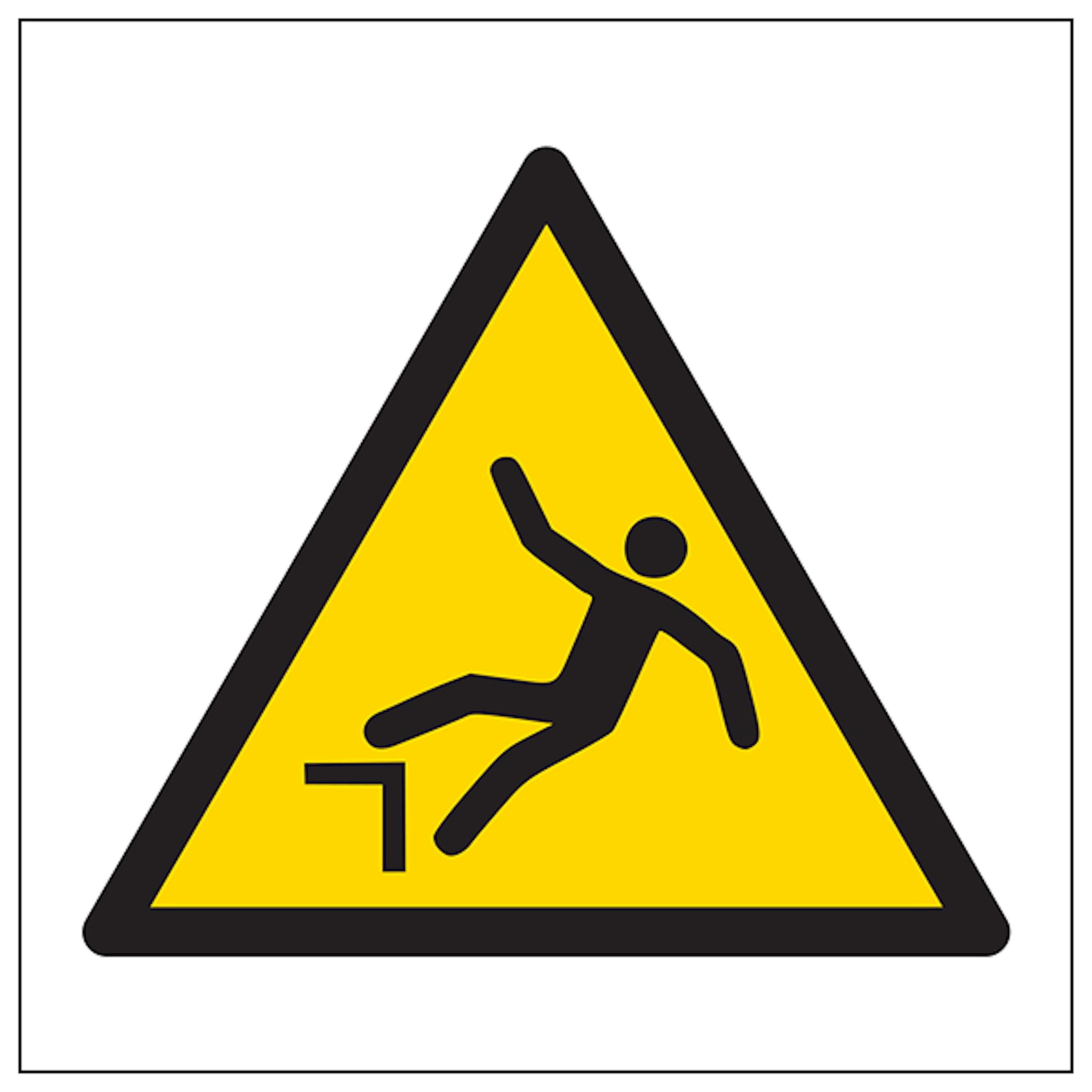 V Safety Warning Drop Symbol 100 x 100 mm - Glow In The Dark 1mm Rigid Plastic Safety Sign