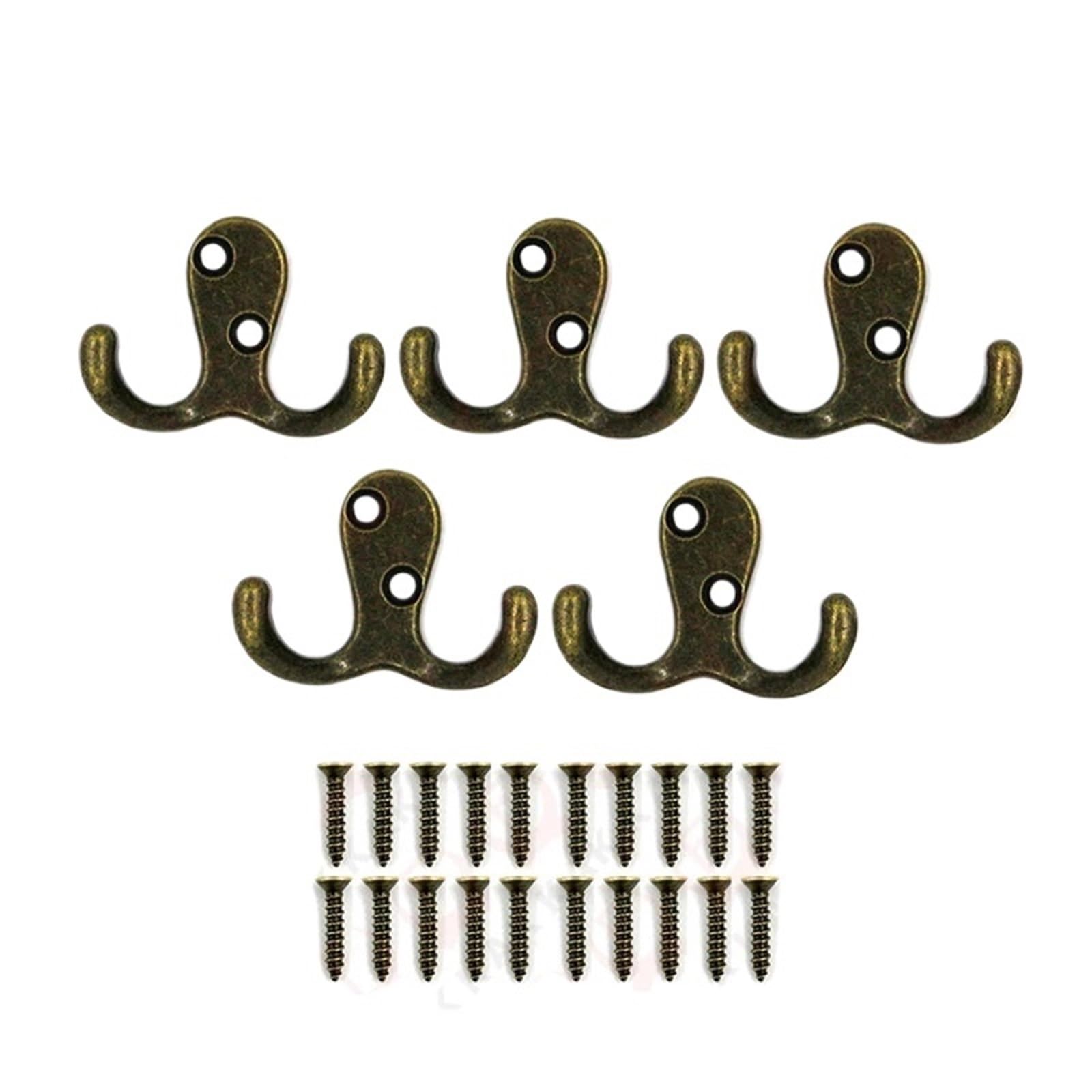 Yusuzh Bronze 5Pcs Black Hook Zinc Alloy Wall Hanging Hooks Bag Hat Coat Rack Vintage Hangers Bathroom Accessories Hardware For Mudroom,Closet(Bronze)