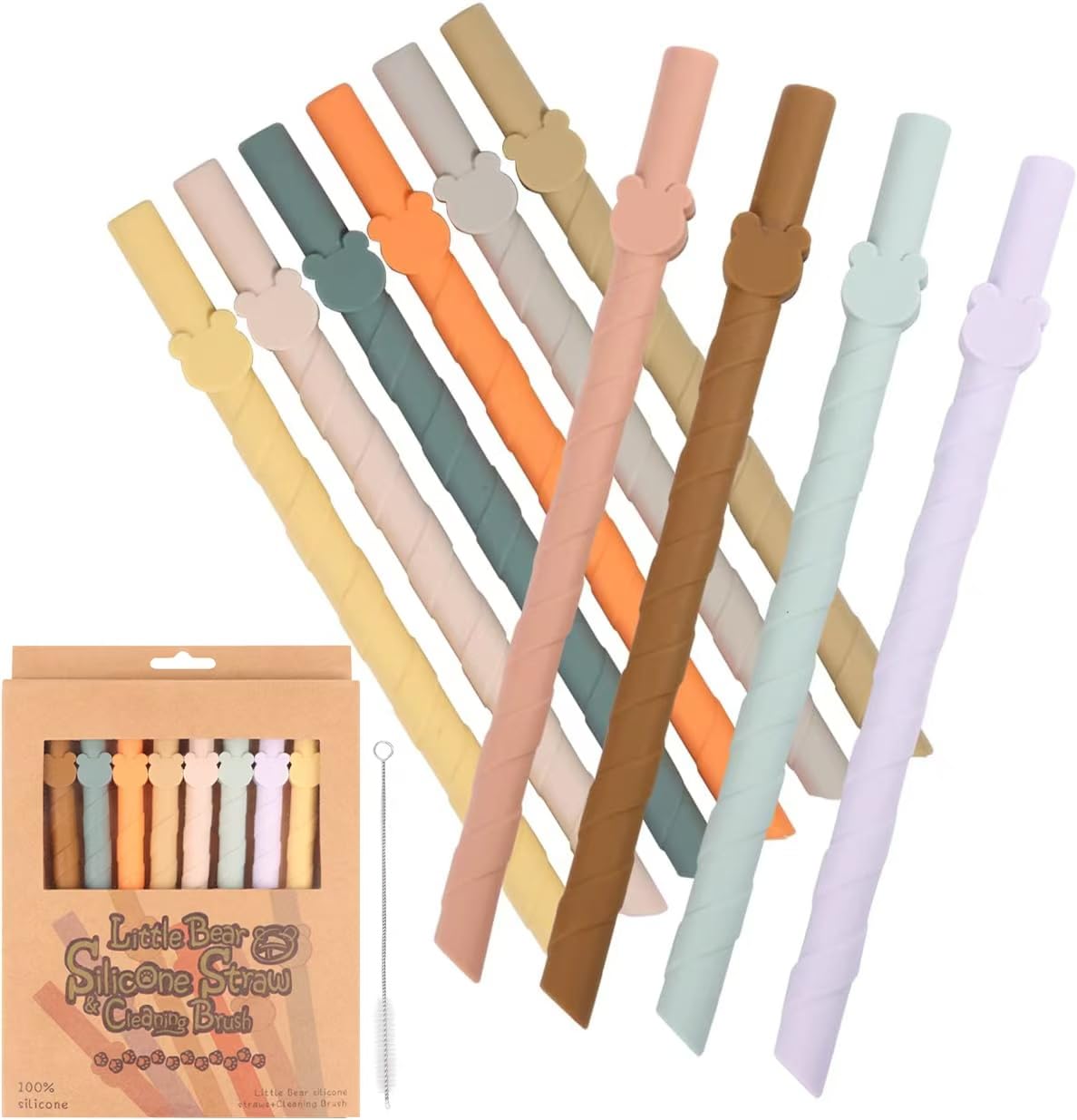 Reusable silicone straws for kids and adults - Dishwasher safe - 10 PCS 6.8 inch, BPA free, food grade multi-coloured straws for smoothies, shakes, drinks - Foldable for home and travel use