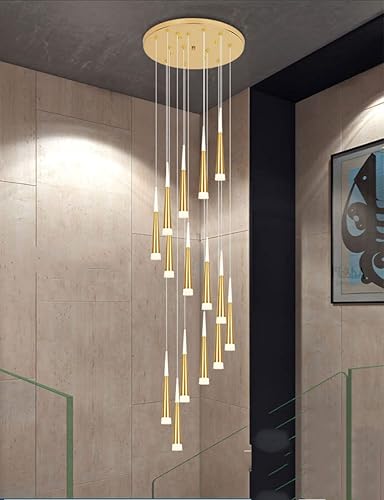 Miniatura 4 de TTY Lámpara larga LED para escalera nórdica para sala de estar, edificio medio simple, moderna casa giratoria para interiores, lámparas dúplex