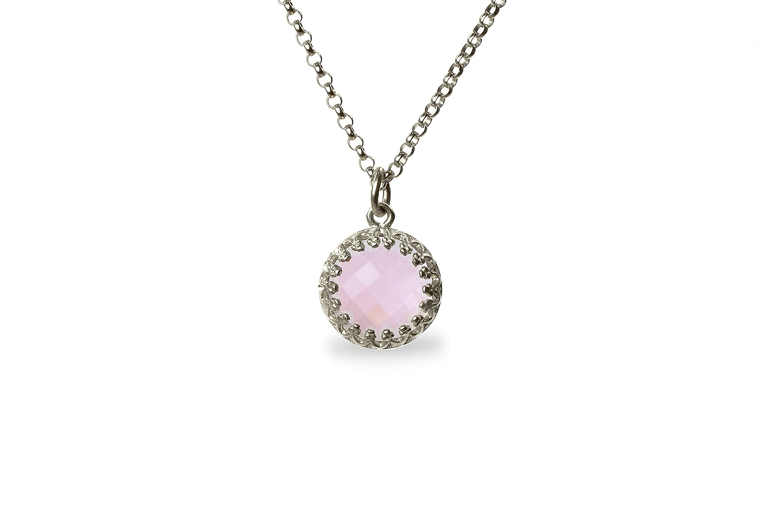 Precioso Collar de Cuarzo Rosa - Pequeño Collar Colgante de Cristal - Collares de Capas Intrincadas, Collares Delicados Hechos a Mano para Mujeres - Material y Longitud Personalizados