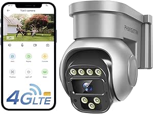 4G LTE Cellular No WiFi Security Camera Outdoor,No Internet Needed Cameras for Home Security,24/7 Recording Color Night Vision, PTZ Motion Detection Sensor, Built in SIM Card asin的图片