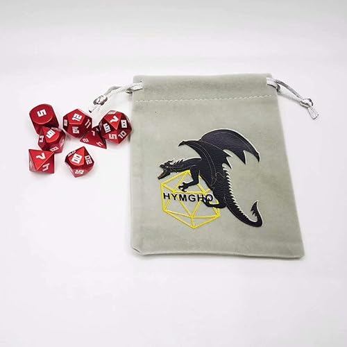 Miniatura 3 de HYMGHO Dados de aluminio de precisión 7 poliédricos de color rubí anodizado con dígitos grabados con láser para juegos de mesa TRPG Juego de dados D