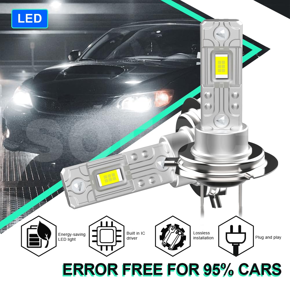 SOFOC H7 Lampadina LED Fari Fendinebbia PX26D 12V 24V 12-24V DC Compatibled 4000LM 300% Più Luminoso Bianco Freddo 6000K Anabbaglianti/Abbaglianti Ricambio 2Pcs