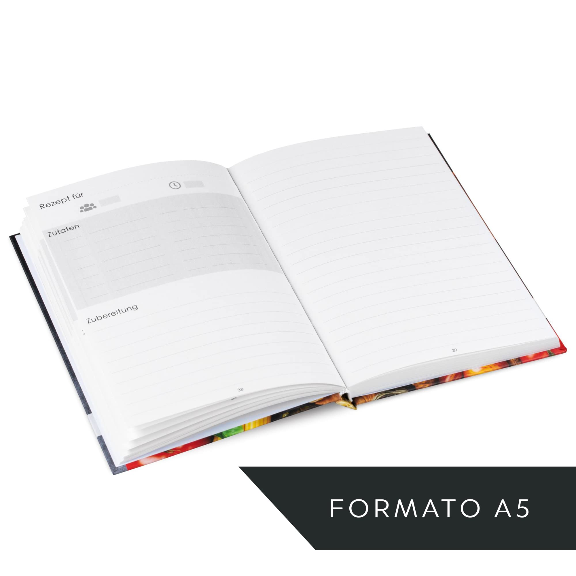 HEYNNA Libro di cucina per scrivere autonomamente – ricettario con registro, taccuino bianco ideale per scrivere le ricette preferite e ricette di cottura – copertina rigida A5