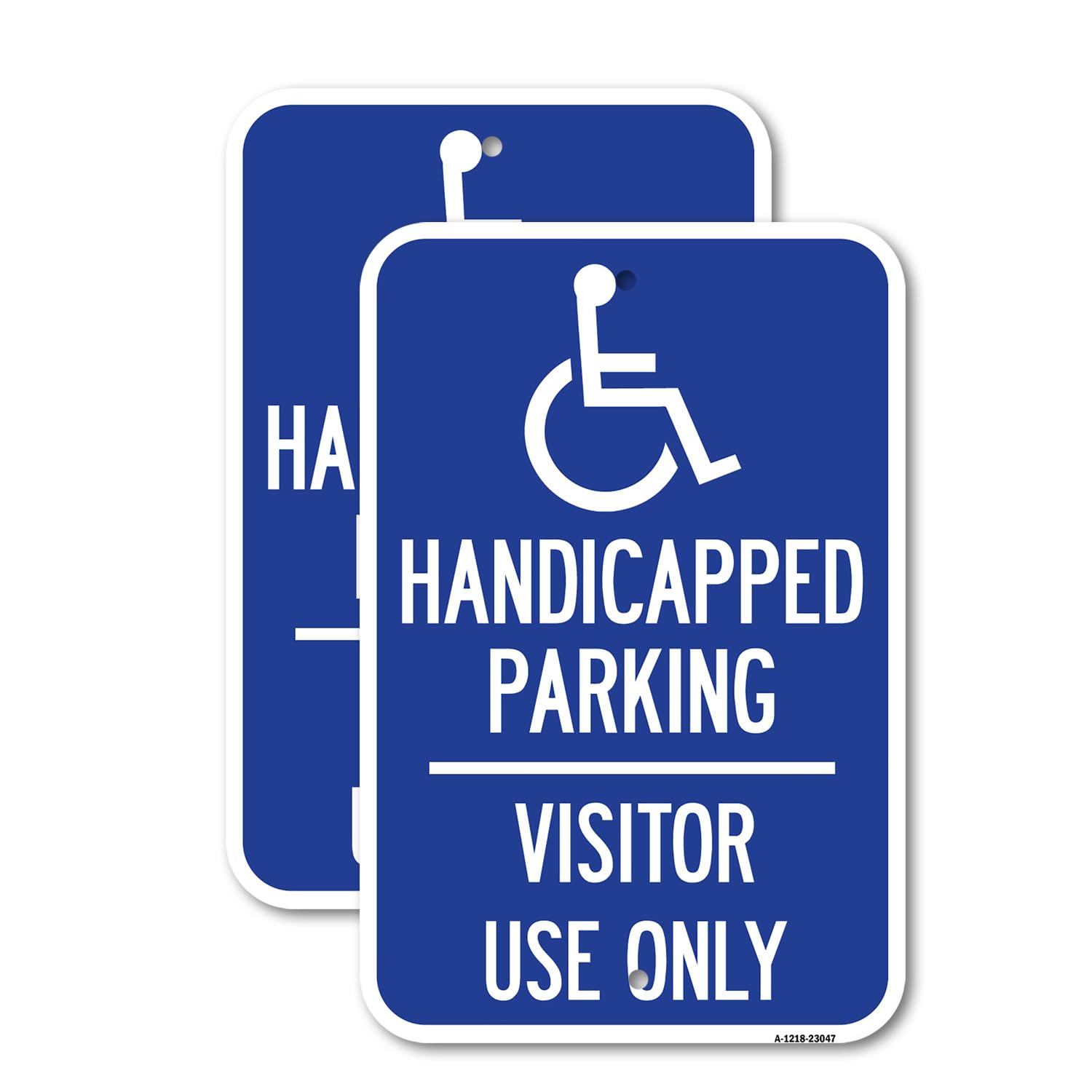 Photo 1 of (2 Pack) Reserved Parking Sign Handicapped Parking, Visitor Use Only with Graphic | 12" X 18" Heavy-Gauge Aluminum Sign | Rust Free Aluminum, Weather Resistant, Waterproof, Fade Resistant