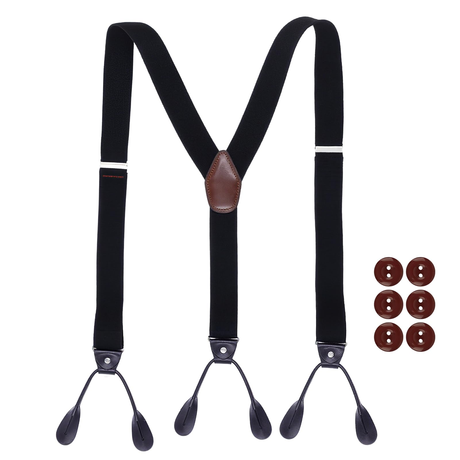 Ceoxthao Men's Black Button Braces For Suspenders For Button Braces For Trousers, Brace For Trousers With Strong Clips, Metal Suspender Buttons, Y-Back Suspenders - Adjustable Tuxedo