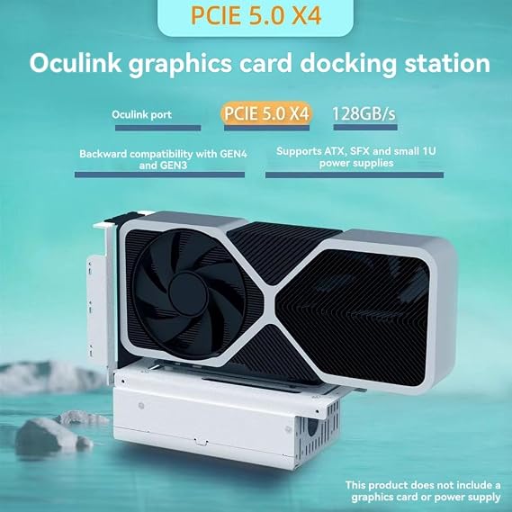 Wsikan OCuLink GPU Dock PCIe 5.0x4 GDP Laptop External Video Graphic Card M.2 Oculink SFF8611 - PCIE X16 Black