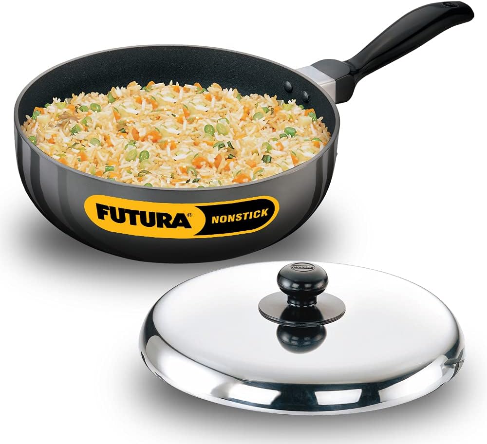 Futura Nonstick All-Purpose Pan 2.5L, 22 cm, 3.25 mm with SS lid (Black)