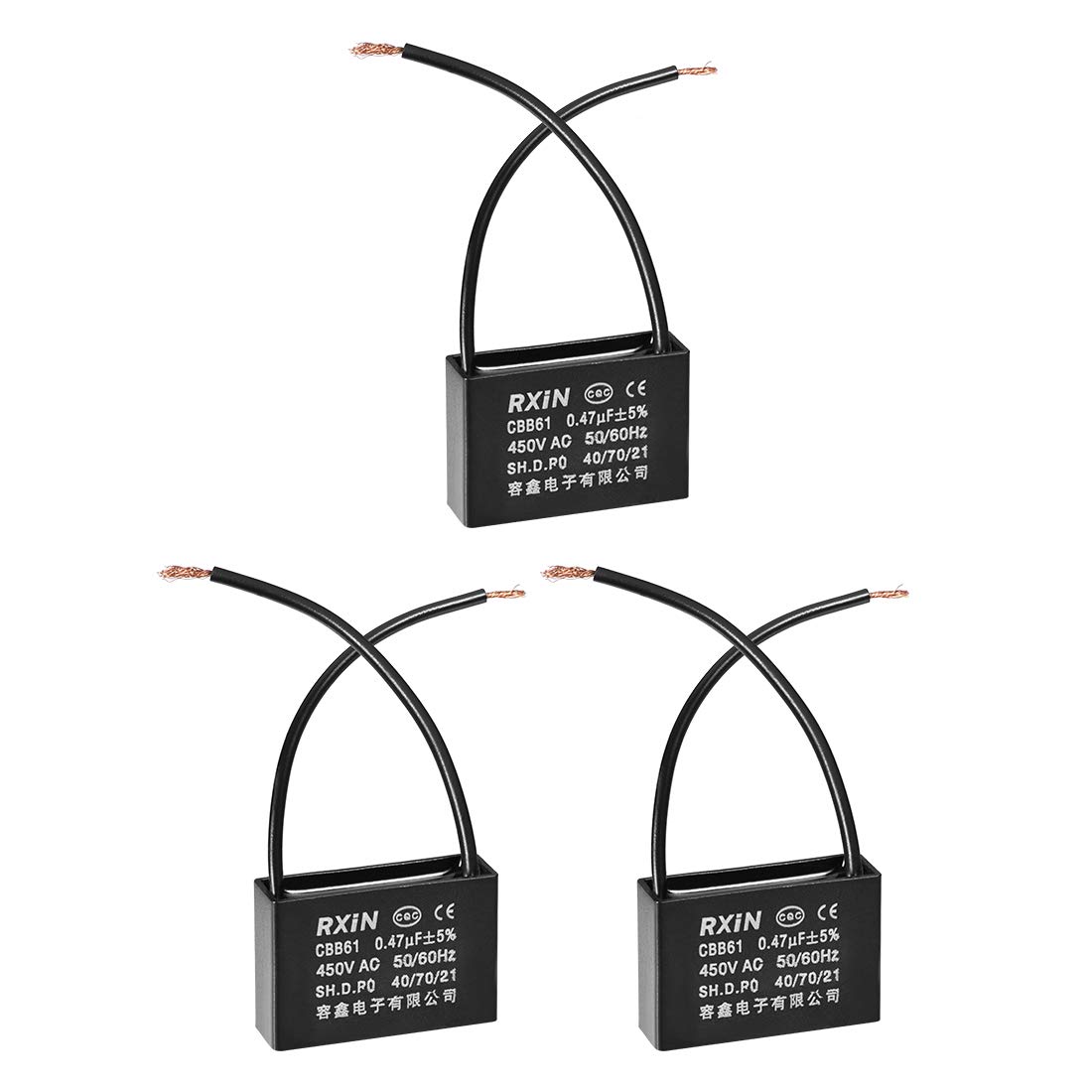 uxcell Ceiling Fan Capacitor CBB61 0.47uF 450V AC 2 Wires