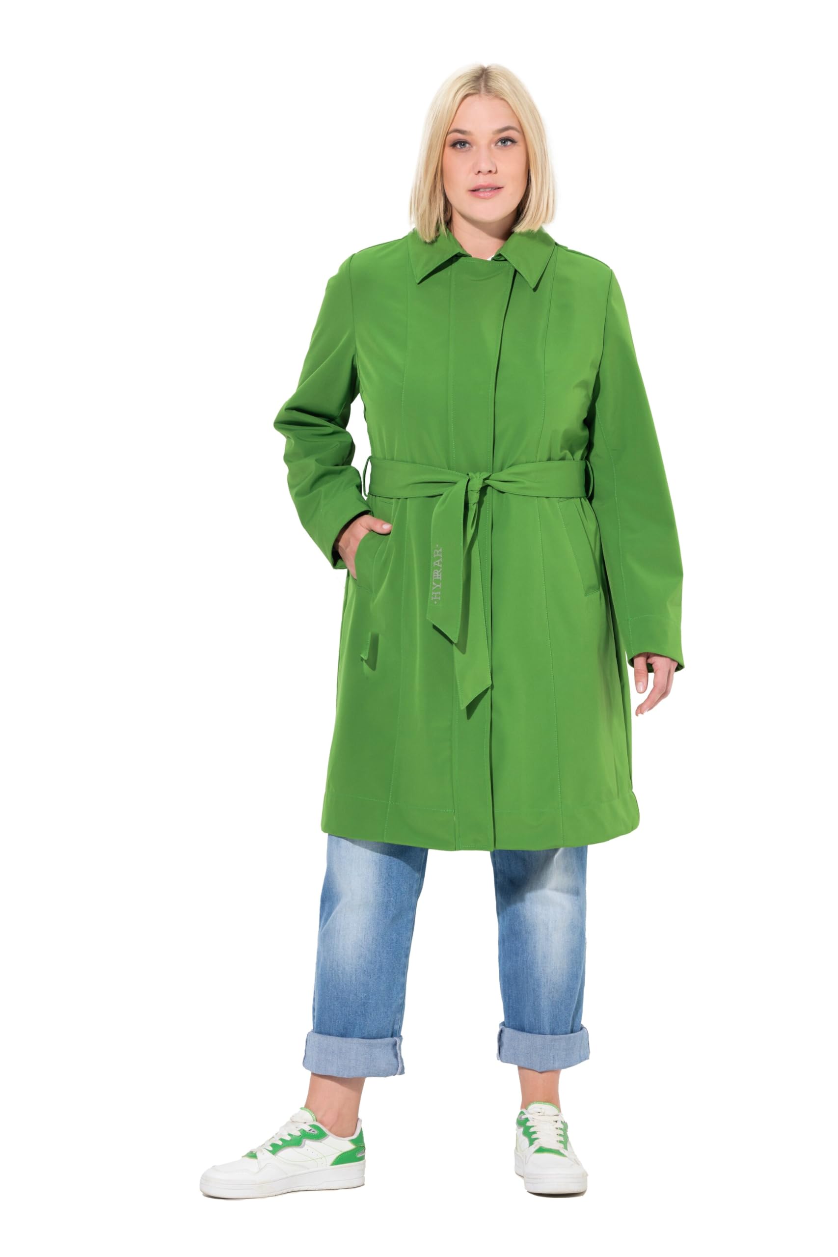 Ulla Popken Damen große Größen Übergrößen Plus Size HYPRAR Softshell-Trenchcoat, wasserabweisend, Gürtel 835559