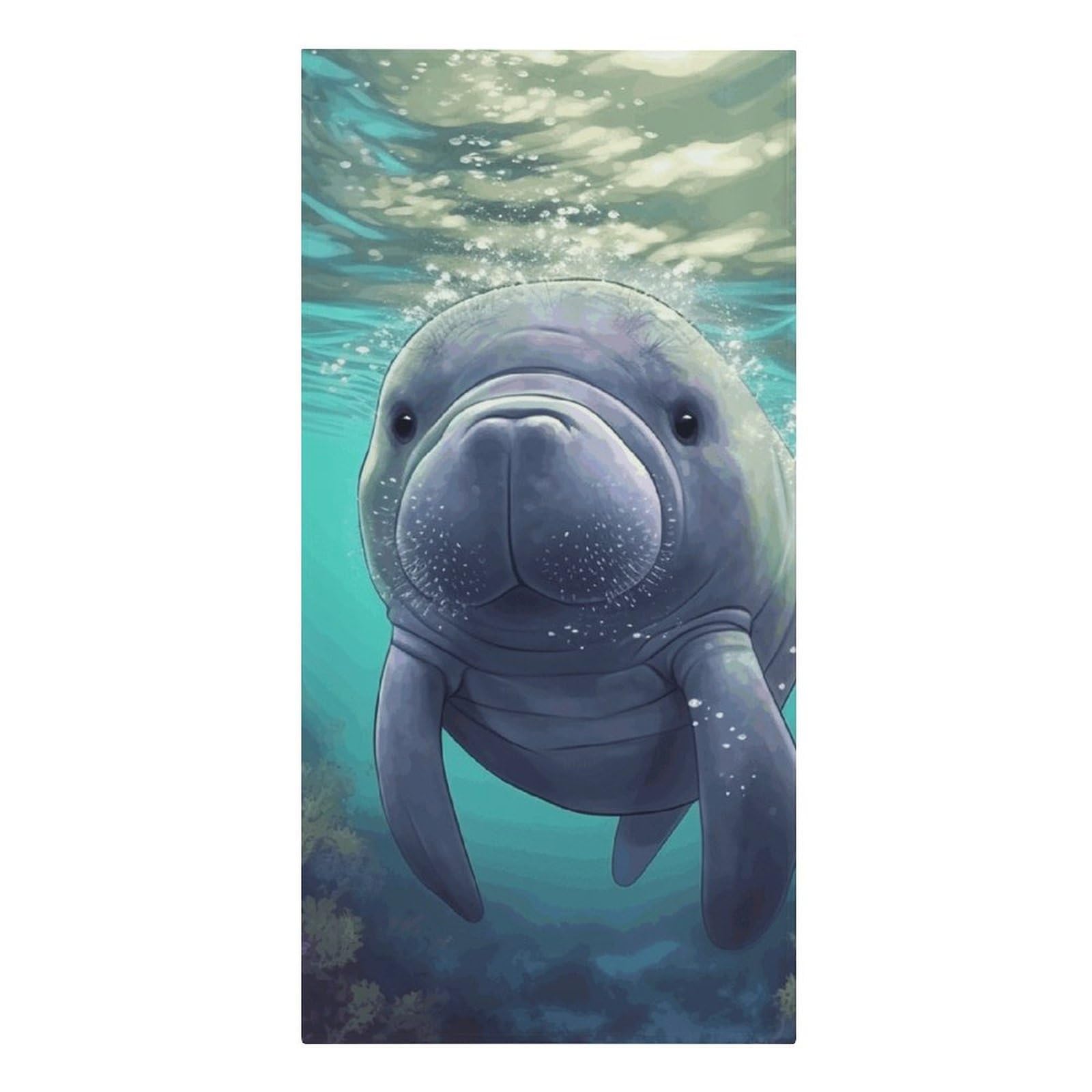 QMNLKH Cute Sea Animal Manatee Beach Towel for Women, Large Microfiber Pool Towel for Men, Absorbent Swim Towels for Home, Lightweight Bath Towels for Camping, Yoga, 30.3"x61.4"