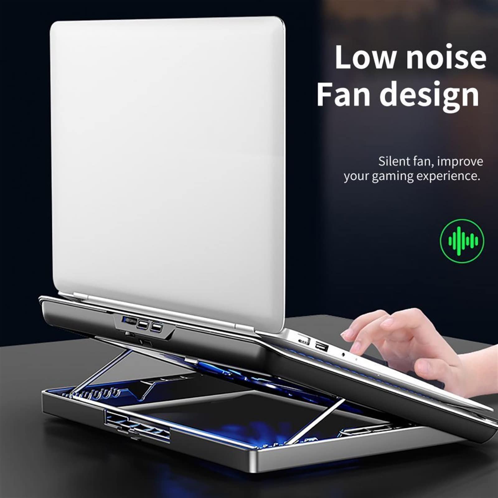 Tappetino di raffreddamento per laptop, supporto per laptop con ventola silenziosa, staffa di raffreddamento ad aria, refrigerazione a semiconduttore per una dissipazione del calore efficiente