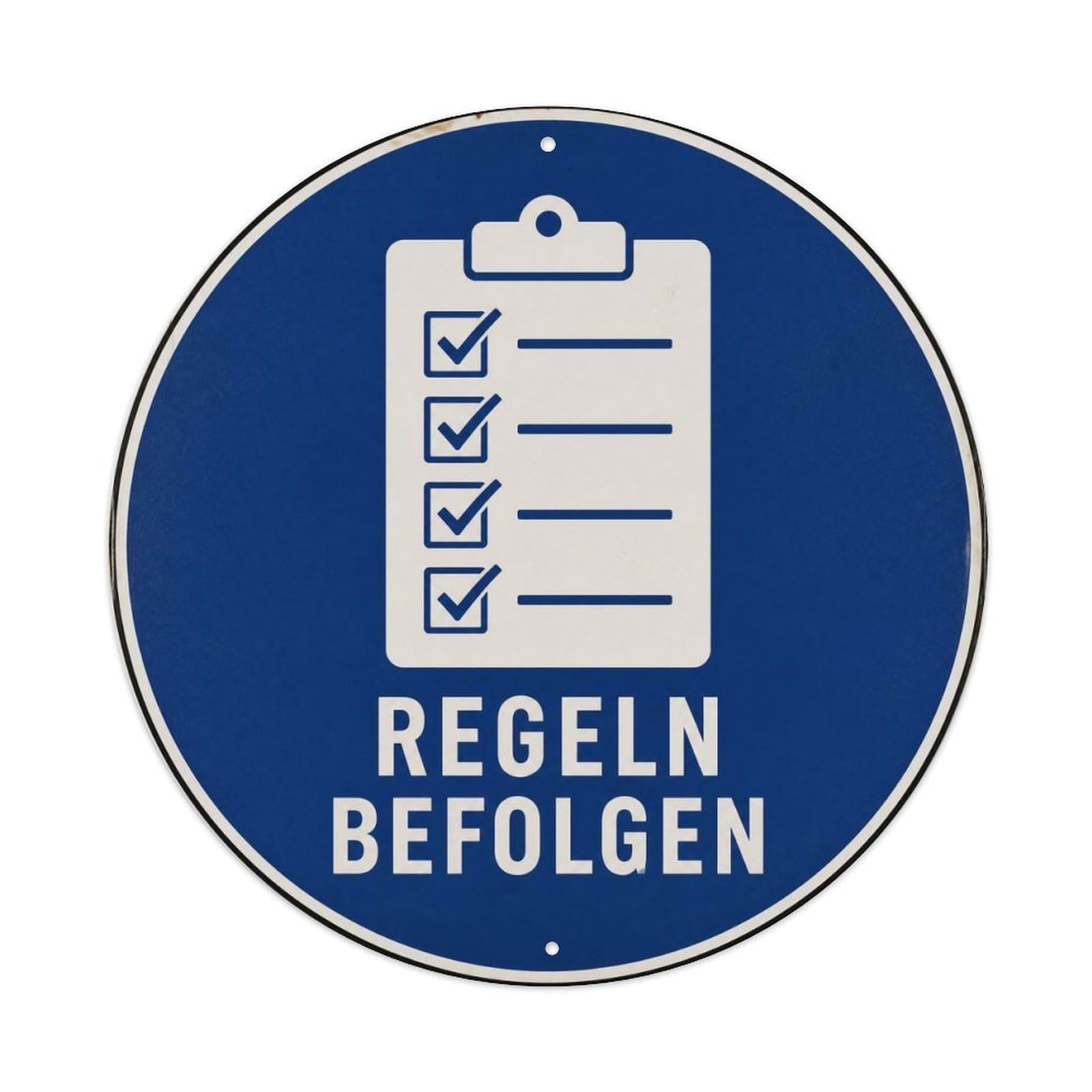 Olyhtr 8X8inch Classic Style Follow Rules Witty Notice German Heritage Typography Metal Tin Sign