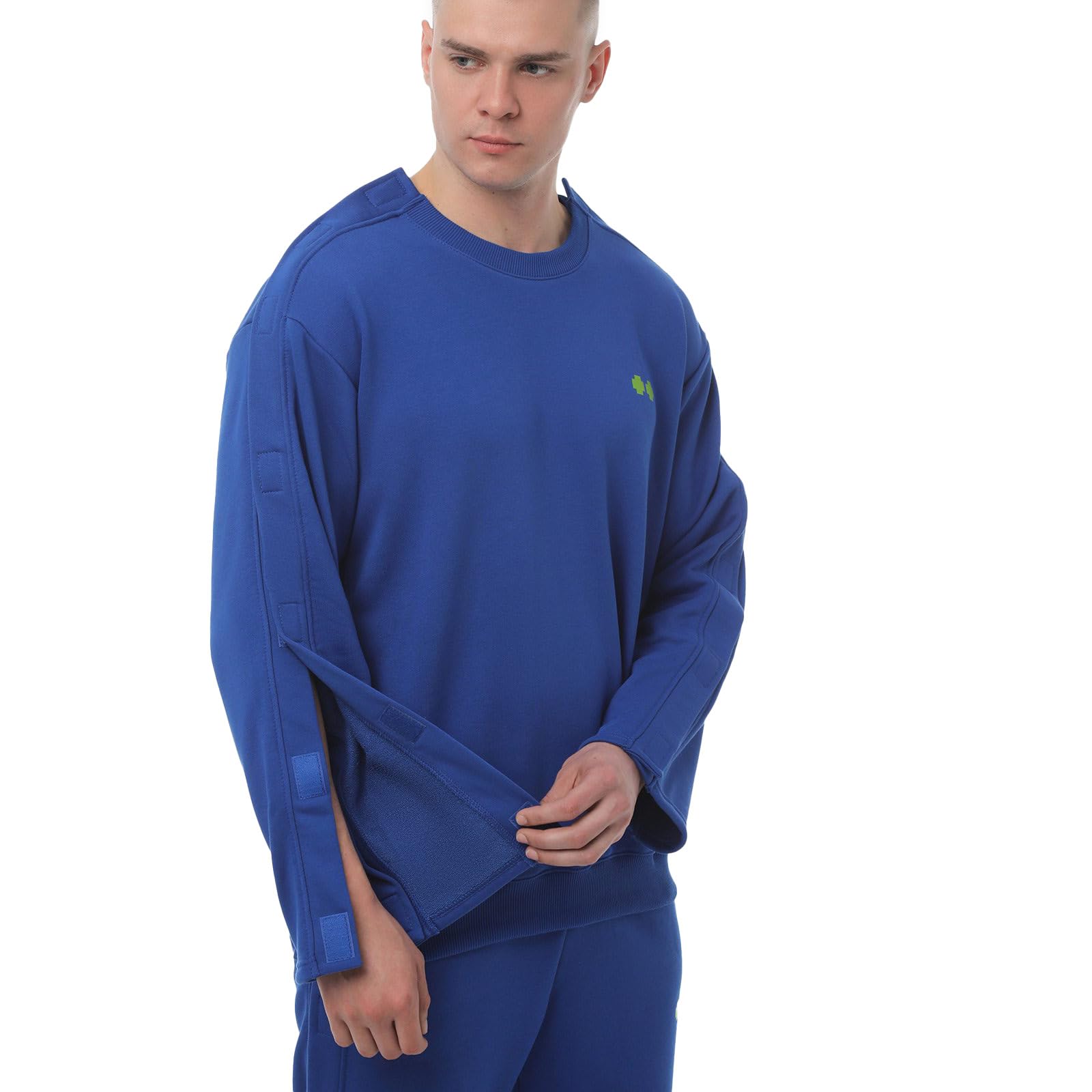 Adaptive - Felpa da uomo con apertura laterale, facile da indossare, per un comfort casual e un delicato recupero post-operatorio
