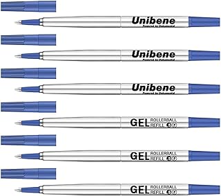 Unibene Parker Compatible Rollerball Refill 6 Pack, 0.5mm Fine Point - Blue, Smooth Writing Replaceable German Gel Ink Pen Refills for IM Sonnet Urban Pens