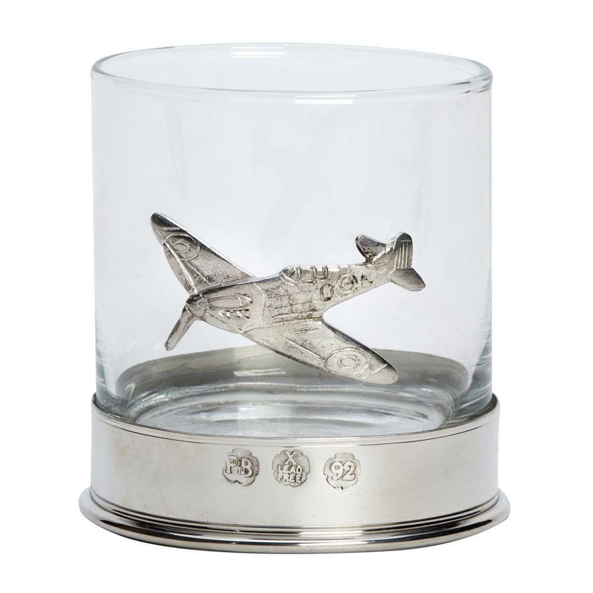 Nauticalia Pewter-Mounted Whisky Tumbler with Spitfire Badge