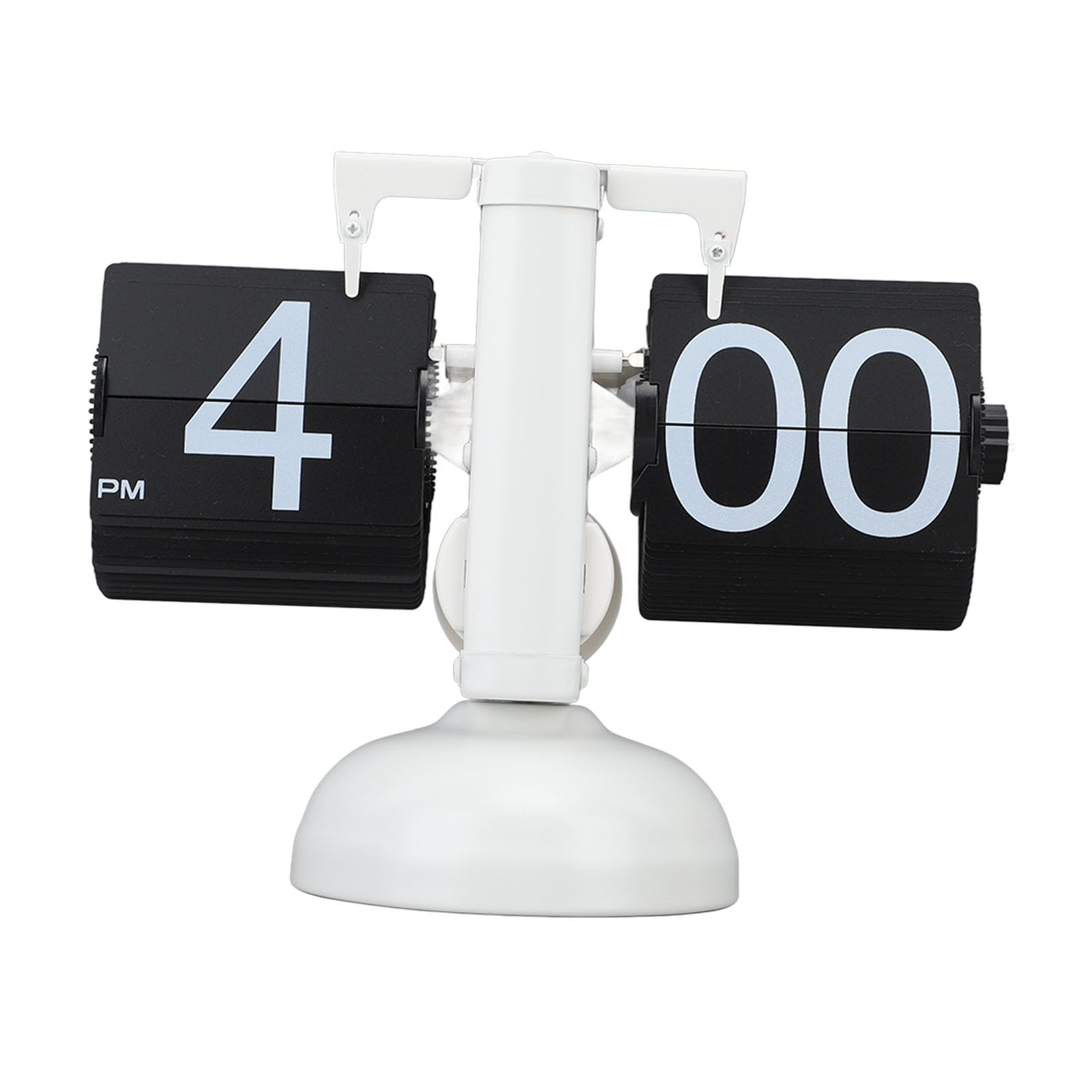 Qcwwy Digitaluhr, Retro, klappbar, aus Edelstahl 304, mechanische Uhr, für Büro und Zuhause, Wohnzimmer, Page noire à cadre blanc à pied unique