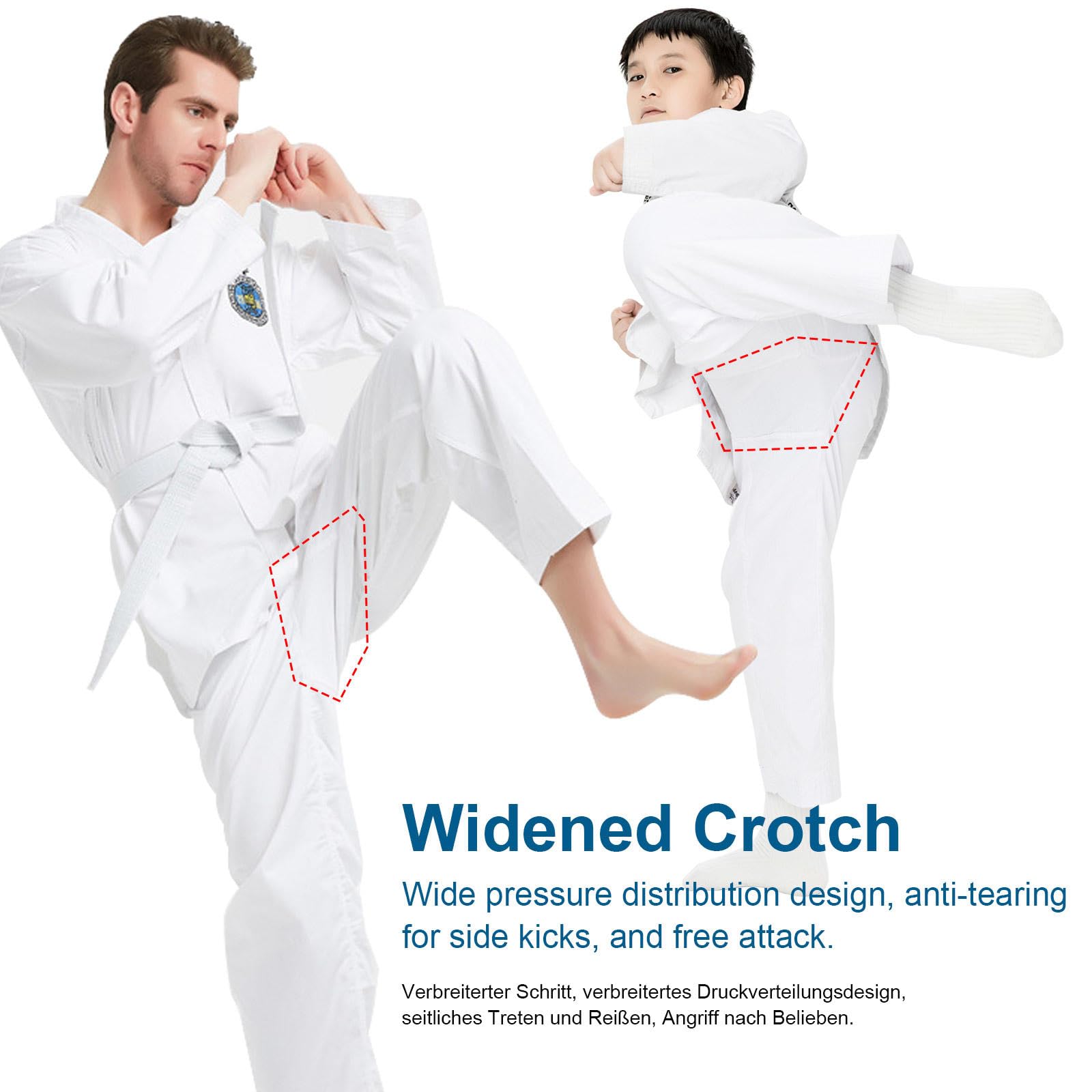 CHUIKUAJ Kimono Bambini Judo GI, ITF Kimono da Karate con Ricamo,in Misto Cotone e Poliestere, Uniforme Professionale per Allenamento e Competizioni - con Cintura,WhiteK-120