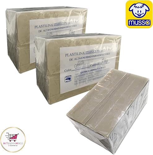 Miniatura 5 de Plastilina Reusable and Non-Drying Modeling Clay. 2.2 Ounce Each. Perfect for Professional Arts and Crafts Projects. Grey Color. MUSSA Mexican