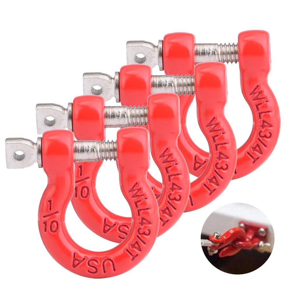 Lot De 8 Loquets De Verrouillage Métal Pour RC - Compatible Axial SCX10, CC01, D90 - Anodisé Rouge - Vis Incluses