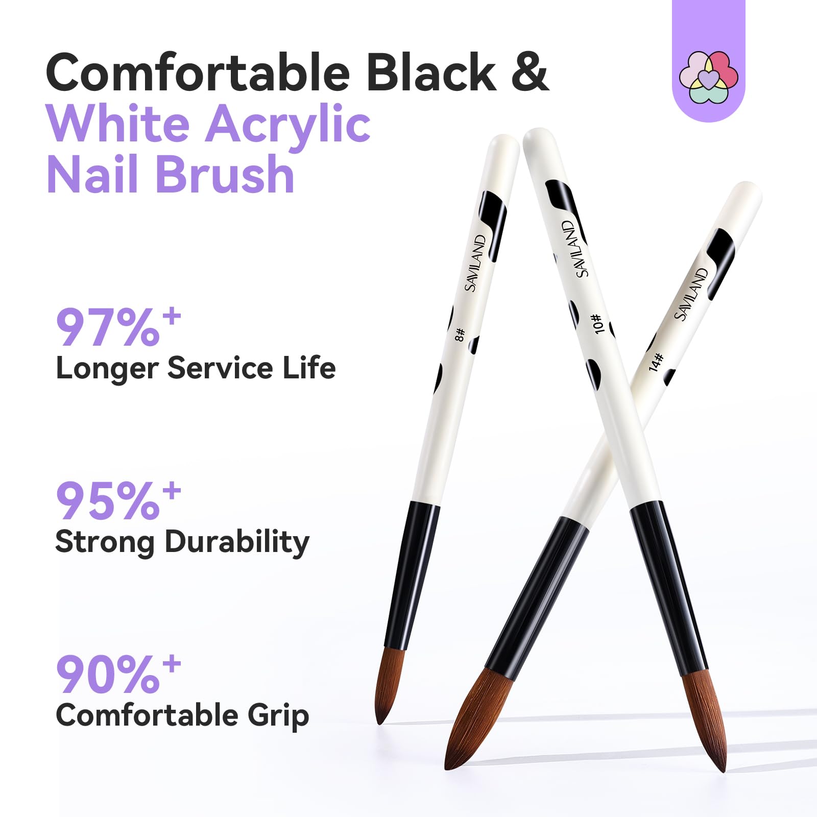 Saviland Acrylic Nail Brush Set - 3 Sizes -8 Saviland Acrylic Nail Brush Set - 3 Sizes -8