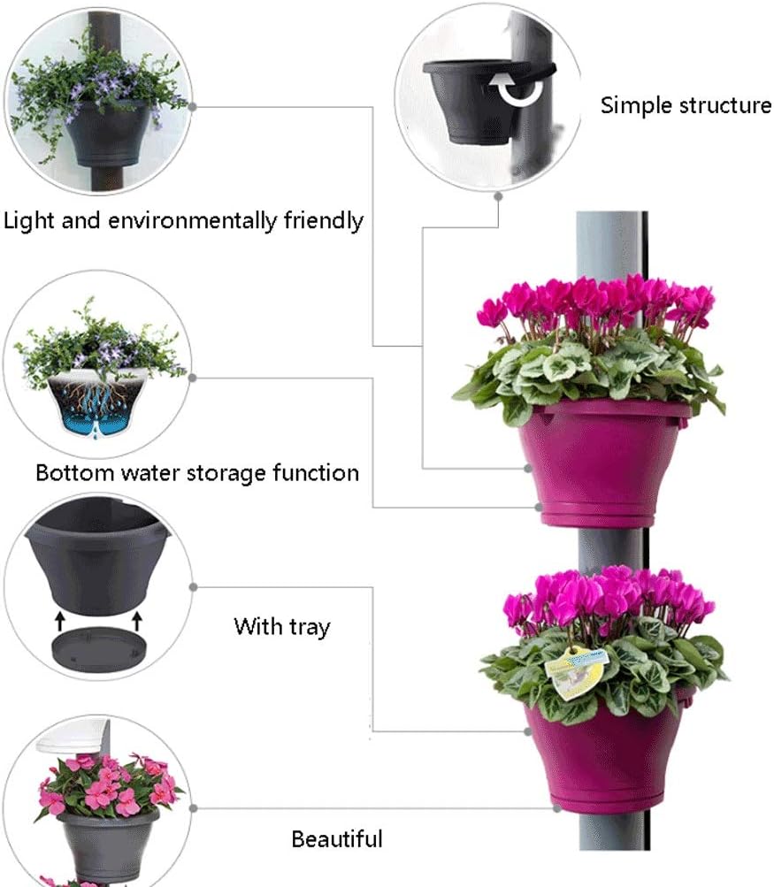 Flower Pots Drain Pipe Wall Hanging Flower Pot Simple Pipe Landscaping Decorations Kitchen Balcony Plastic Flower Pot 5 Colors Optional Pots for Plants (Color : Blue) (Green) image 4