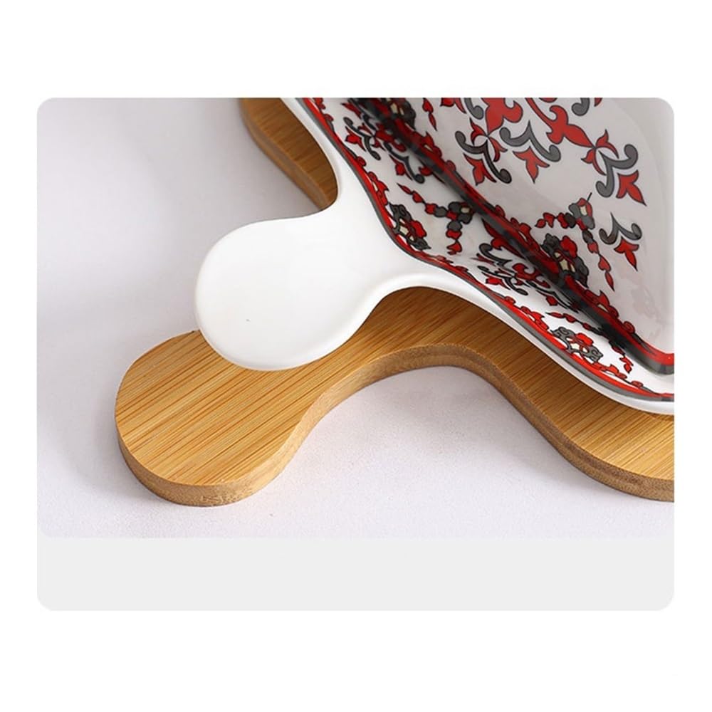 Naczynie do pieczenia Talerz do zapiekania ryżu, kuchenka mikrofalowa z pokrywką, ceramiczna forma do pieczenia, naczynie na ser i masło, talerze komercyjne(Red)