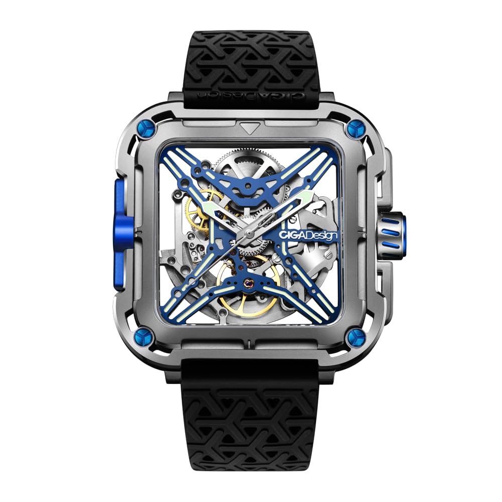 Ciga Design X021-TIBU-W25BK Men's Automatic Watch Series X Gorilla Titanium Blue Genuine Product Black, Silver