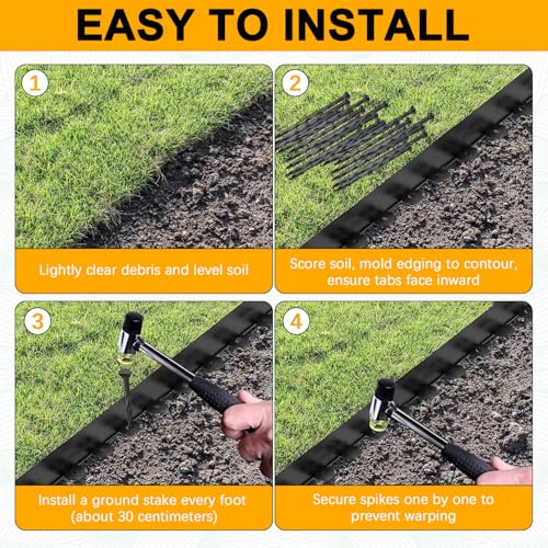 Landscape Edging 33FT,Garden Borders Edging【2IN Hight】with 30 Spikes（Brown） by COSDACE - Used condition - Image 3